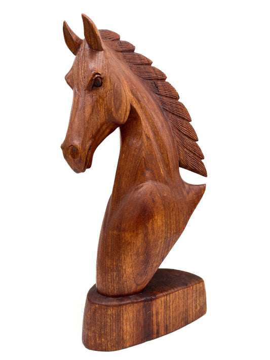 Horse Head Wood Statue