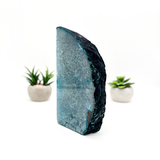 Blue Agate Crystal Bookends