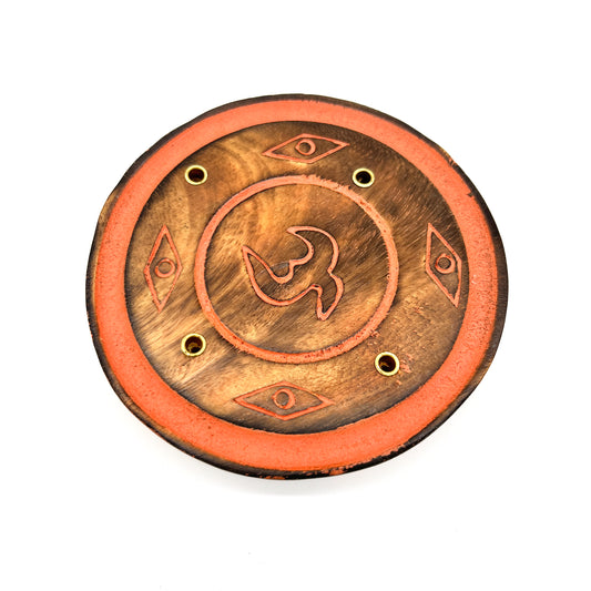 Round Wood Incense Holder