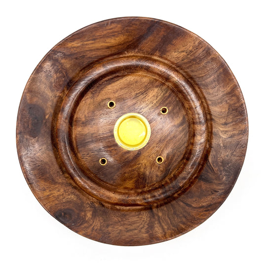 Wood Round Incense Holder