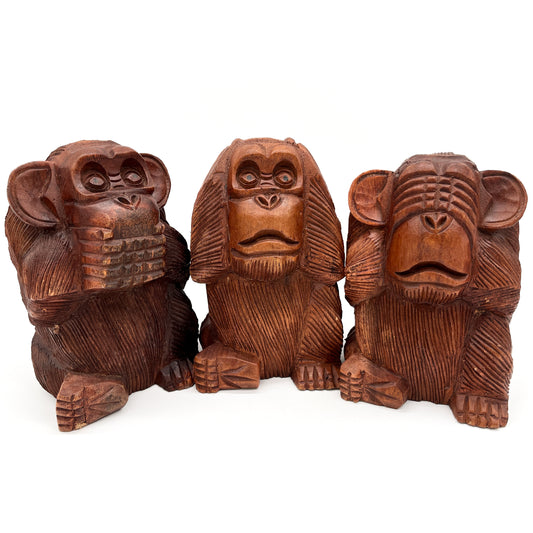 Monkey Wooden Figure - Set of 3 (M)