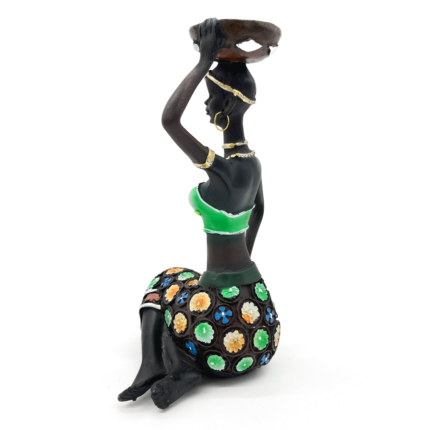 African Woman Candle Holder (Green)