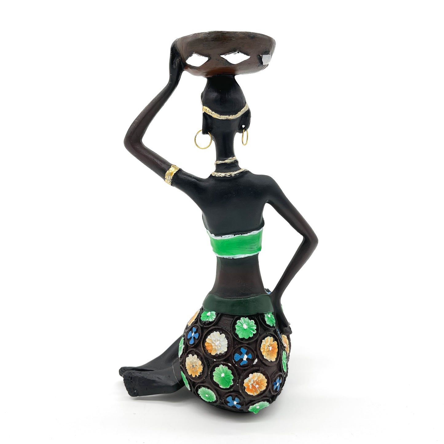 African Woman Candle Holder (Green)