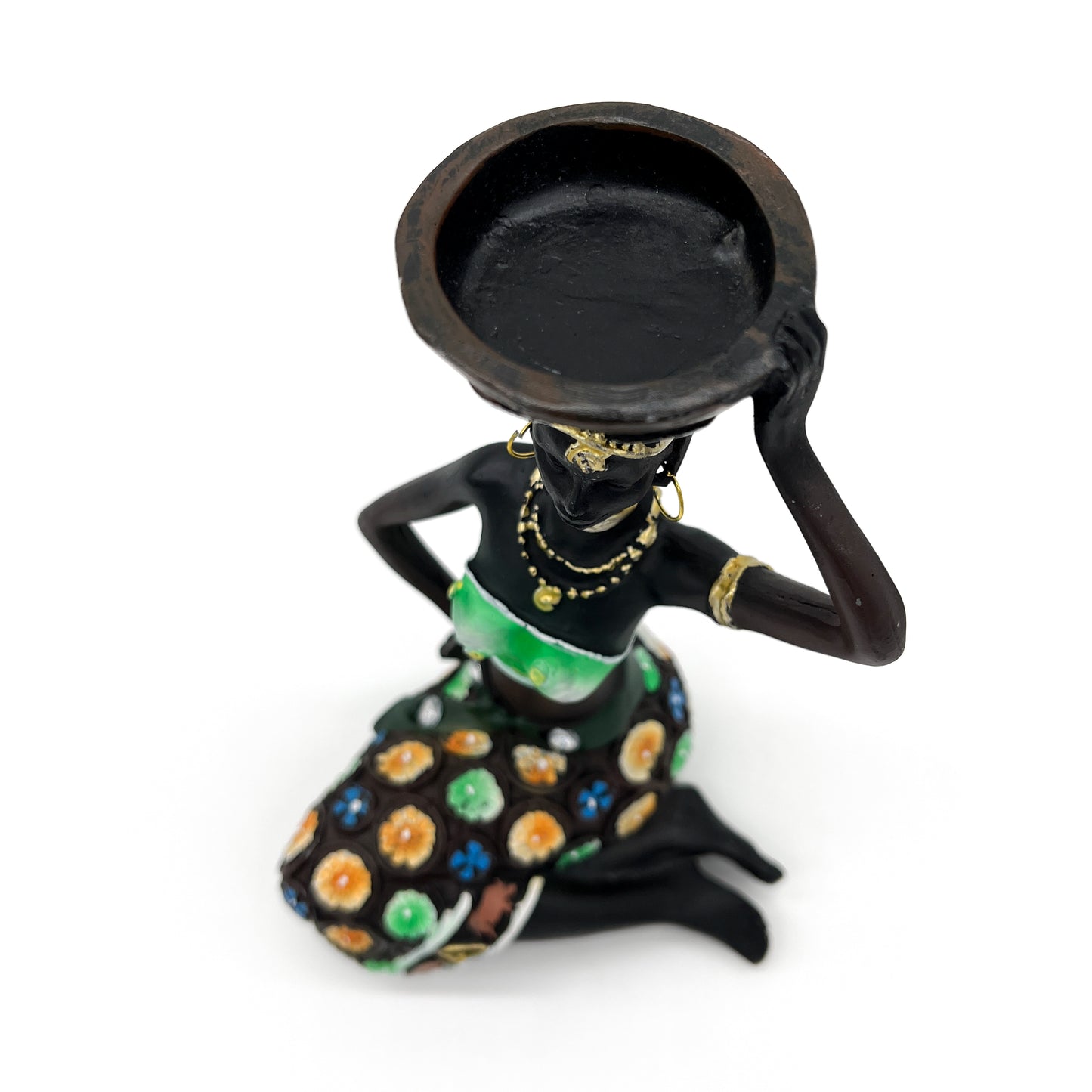 African Woman Candle Holder (Green)