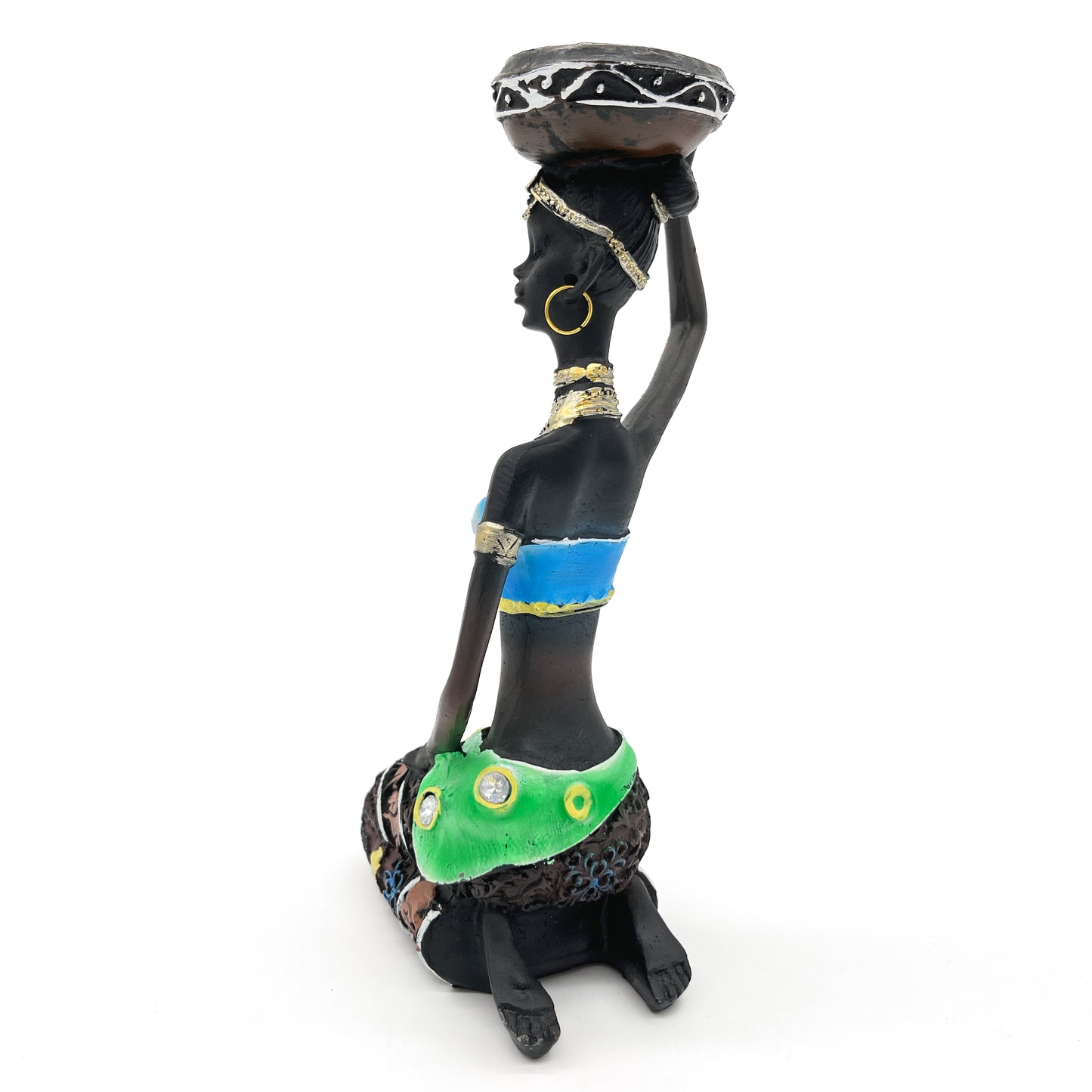 African Woman Candle Holder (Blue)
