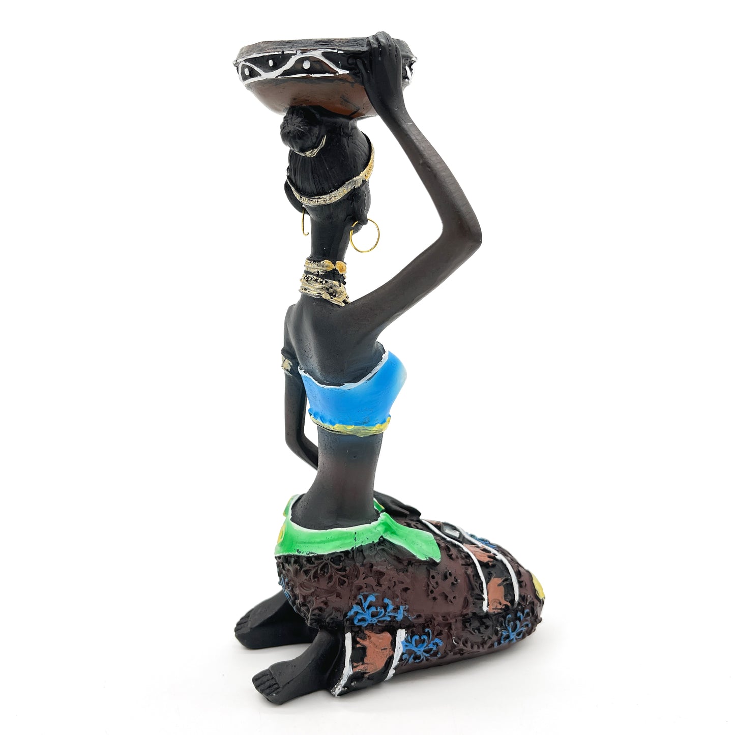 African Woman Candle Holder (Blue)