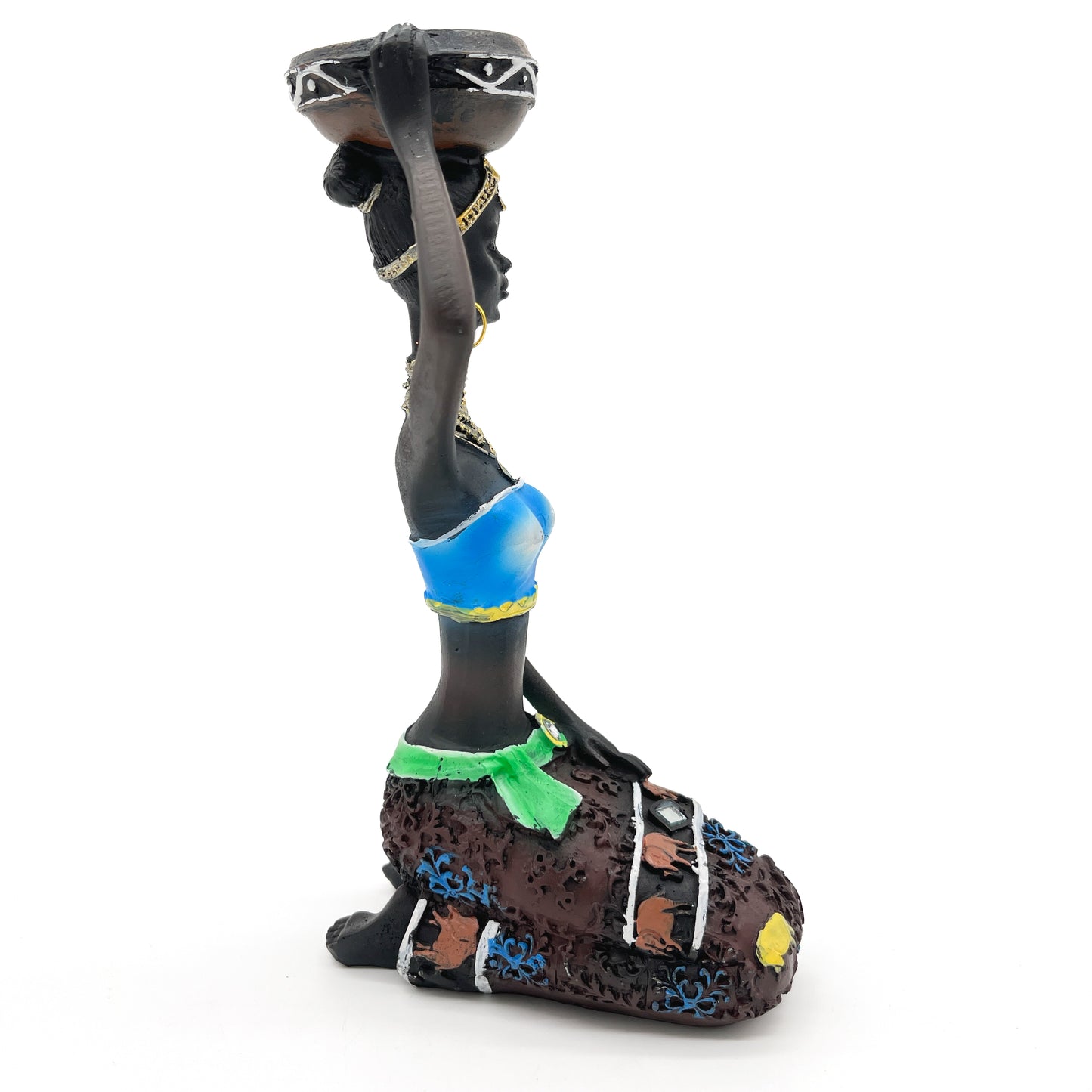 African Woman Candle Holder (Blue)