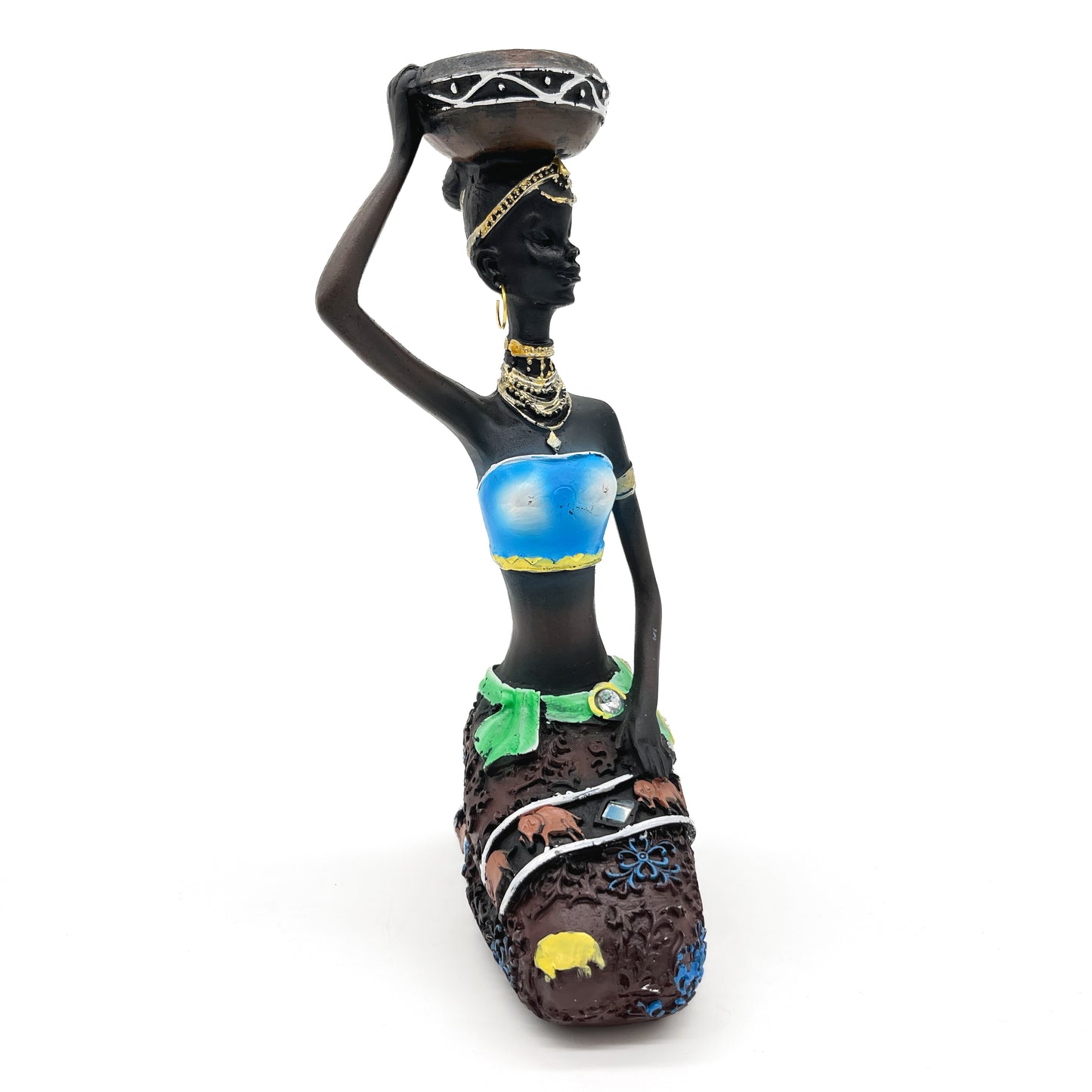 African Woman Candle Holder (Blue)