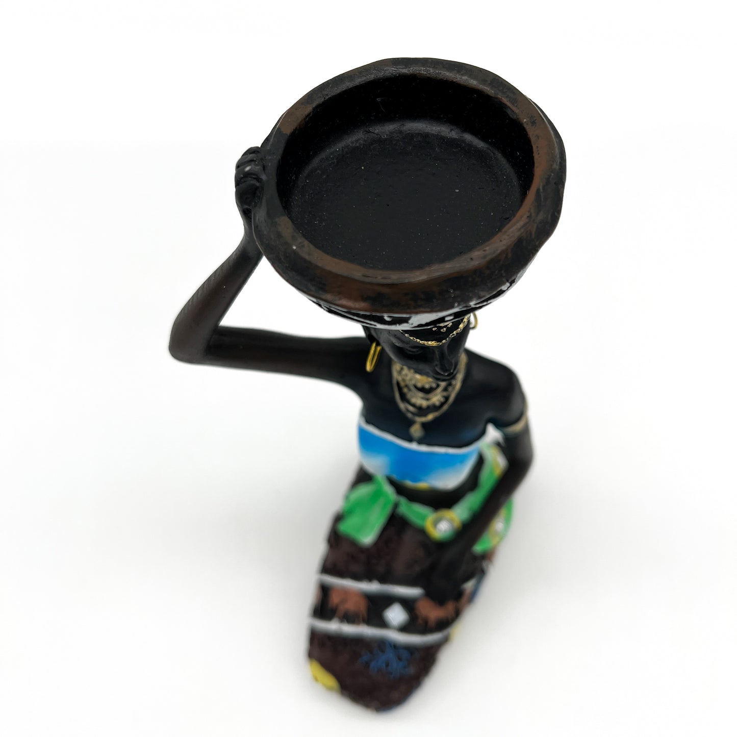 African Woman Candle Holder (Blue)