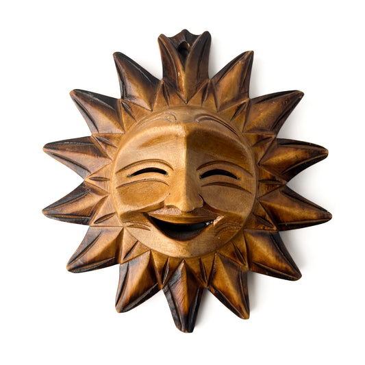Wooden Sun Face Wall Mask