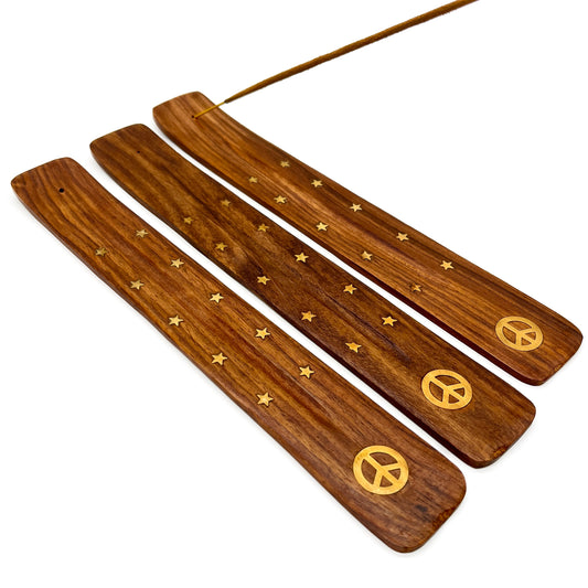 Wood Peace Incense Holder