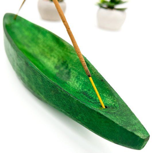 Green Wood Incense Holder