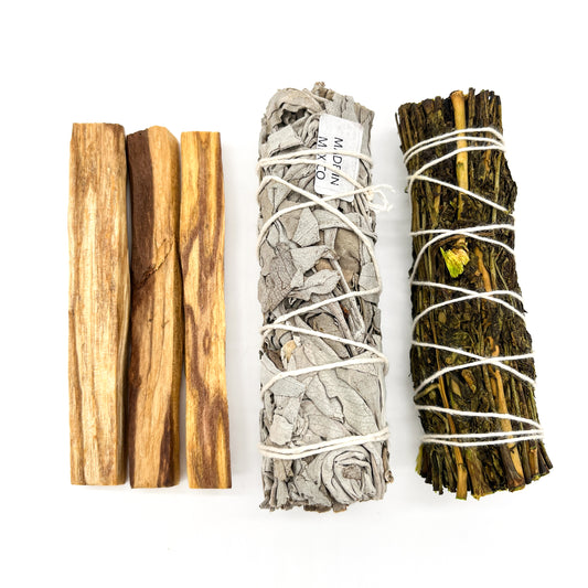 Home Cleansing Kit 4"- White Sage, Palo Santo, Ruda
