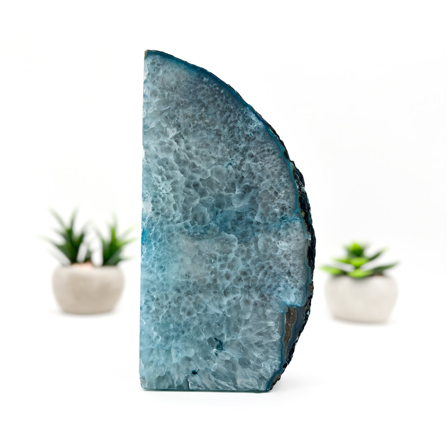 Blue Agate Crystal Bookends