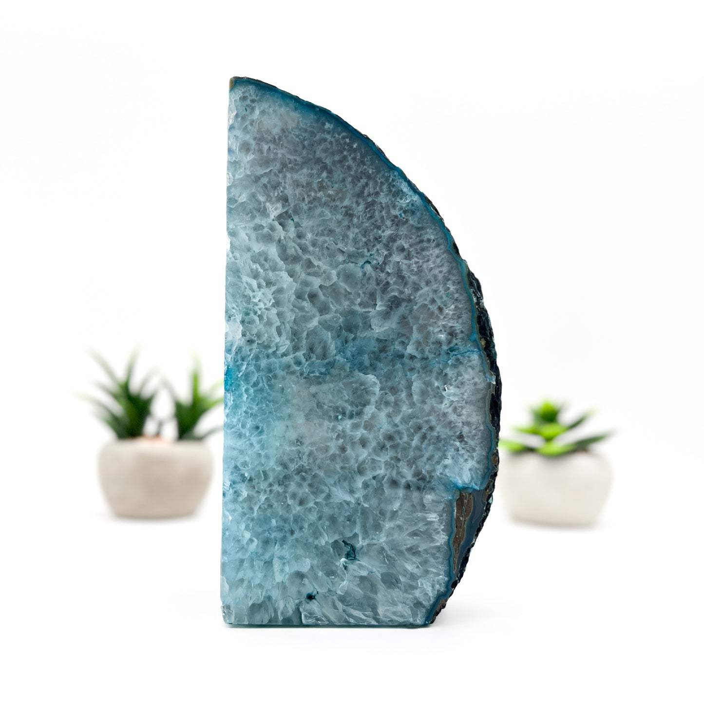 Blue Agate Crystal Bookends
