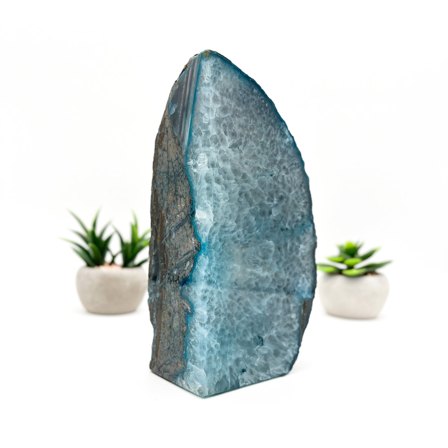 Blue Agate Crystal Bookends