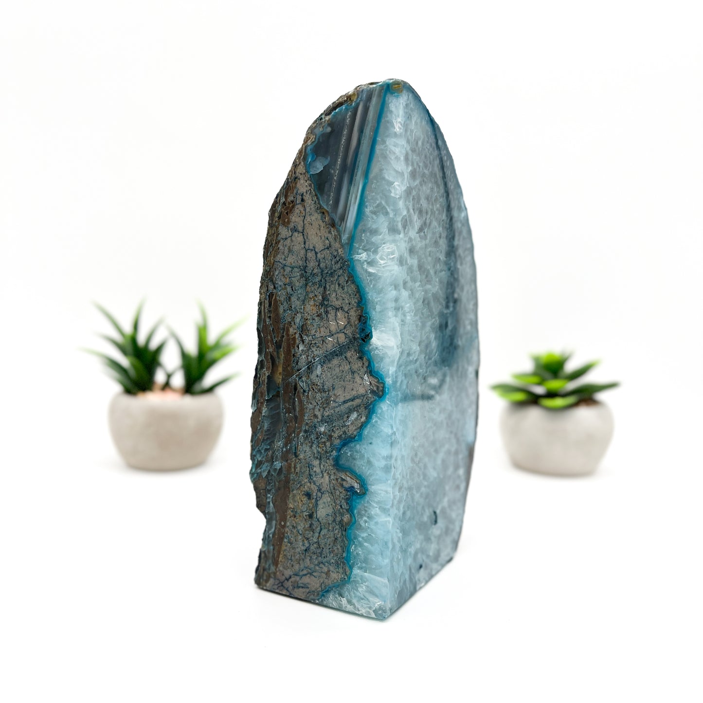 Blue Agate Crystal Bookends