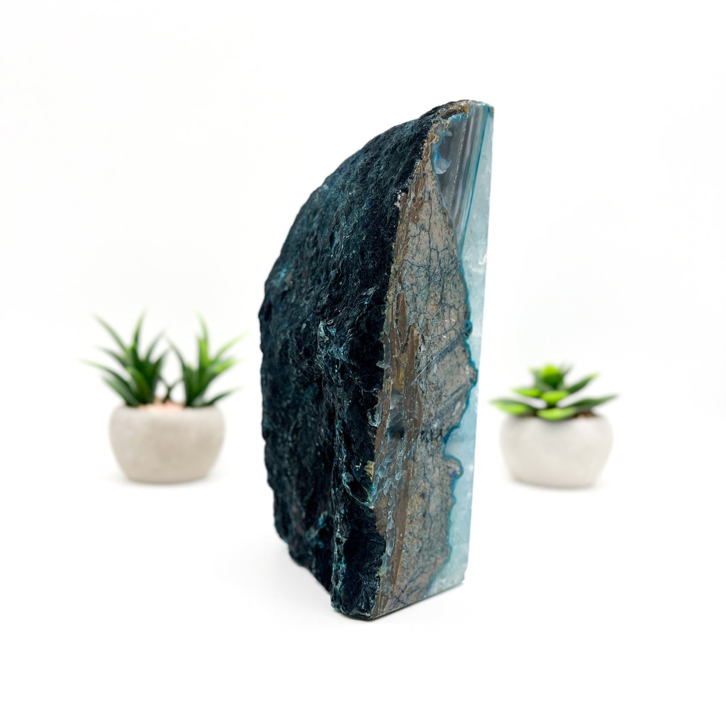 Blue Agate Crystal Bookends