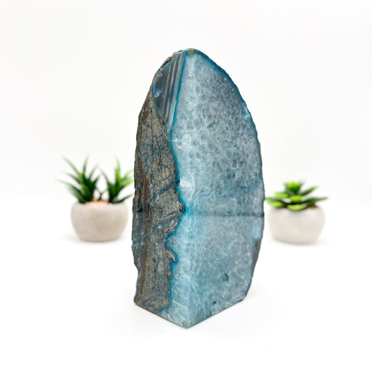 Blue Agate Crystal Bookends