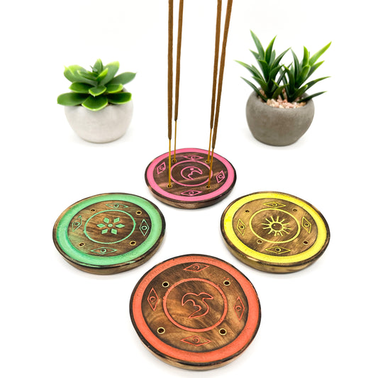 Round Wood Incense Holder