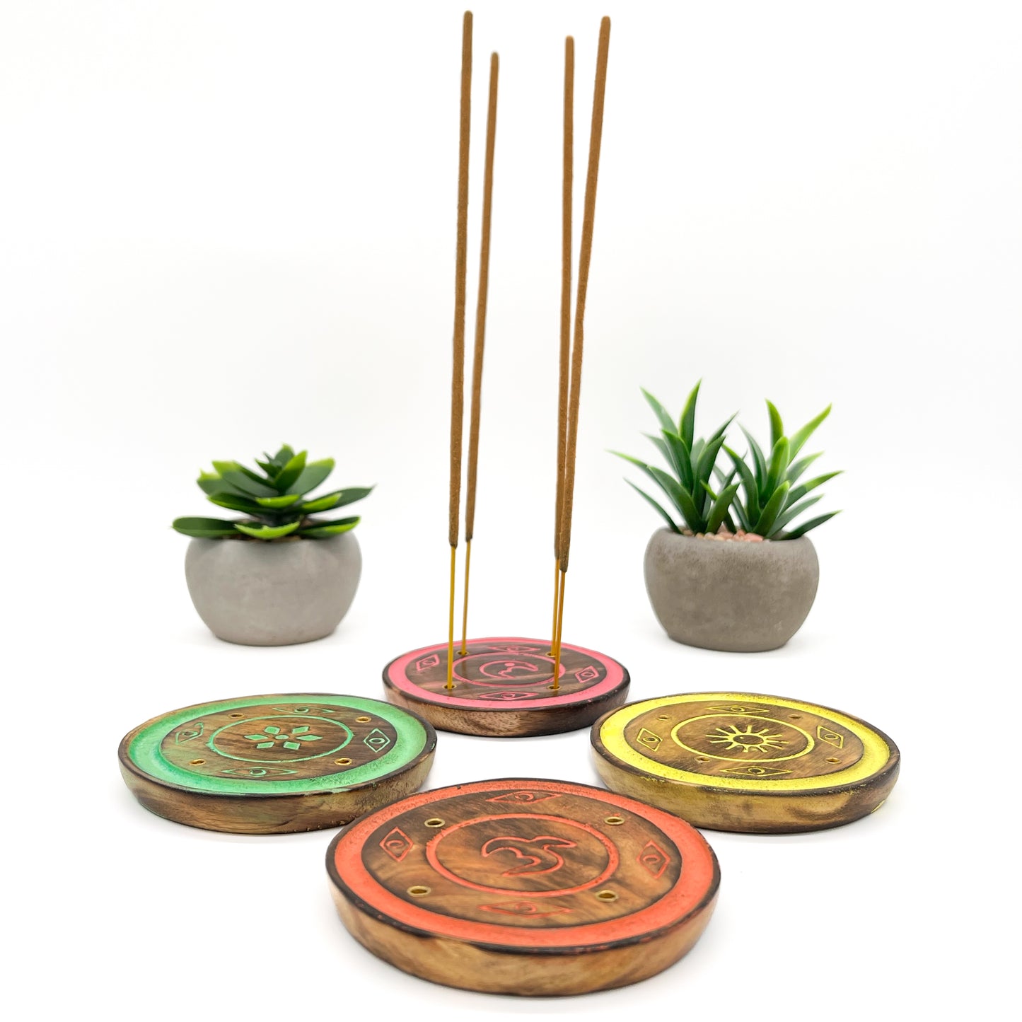 Round Wood Incense Holder