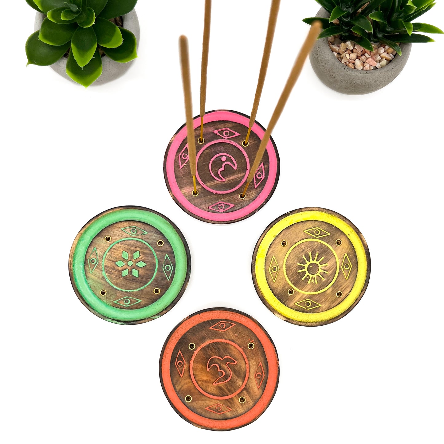 Round Wood Incense Holder