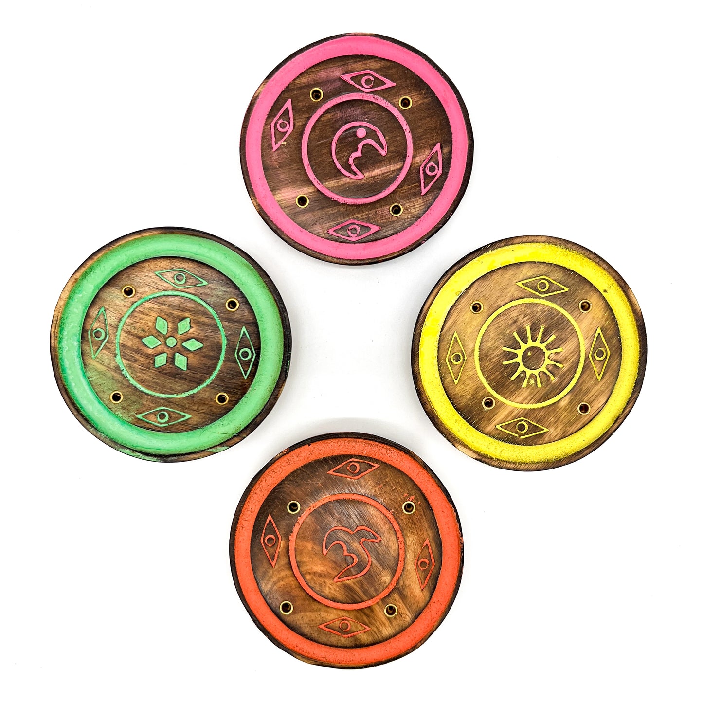Round Wood Incense Holder