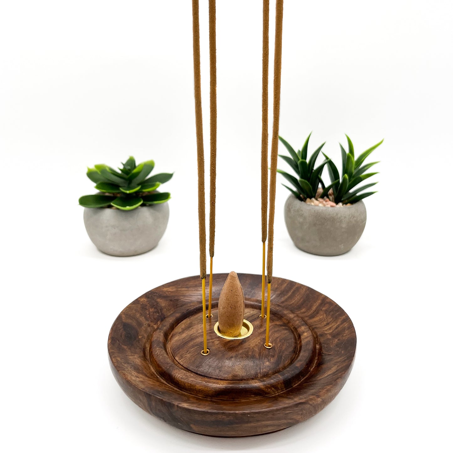 Wood Round Incense Holder