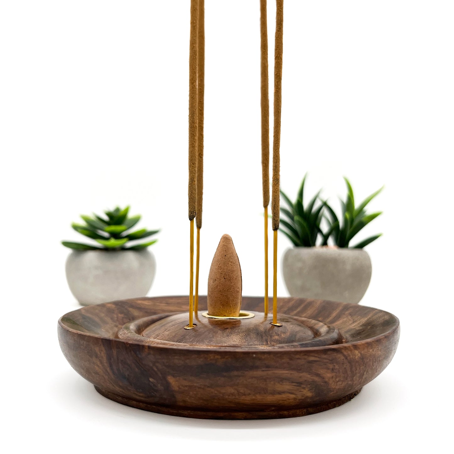 Wood Round Incense Holder