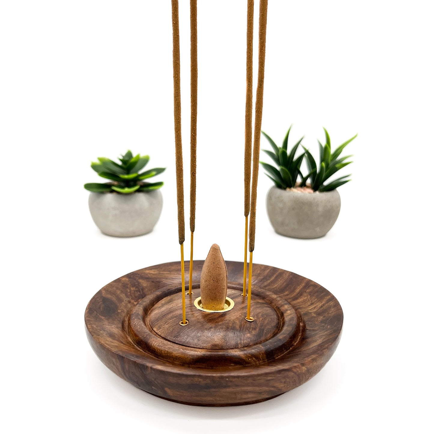 Wood Round Incense Holder