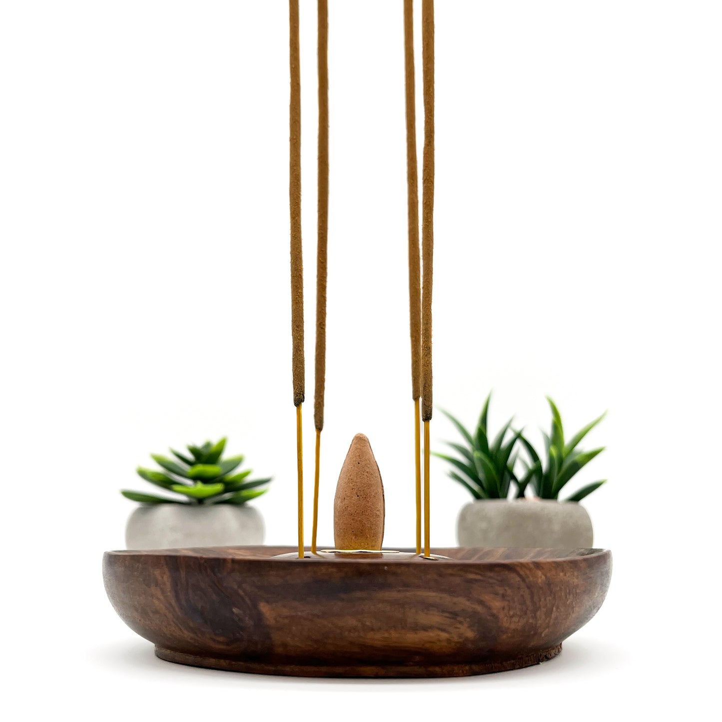 Wood Round Incense Holder
