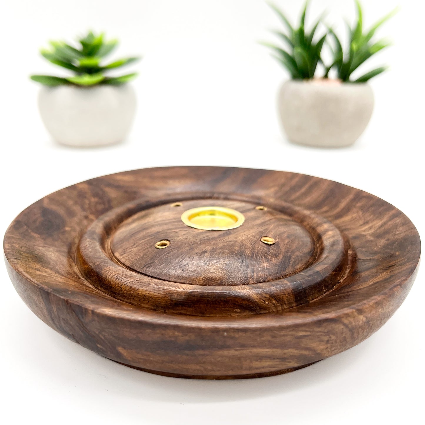 Wood Round Incense Holder