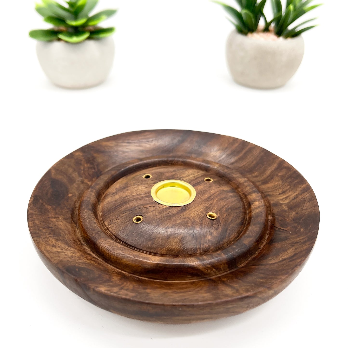 Wood Round Incense Holder